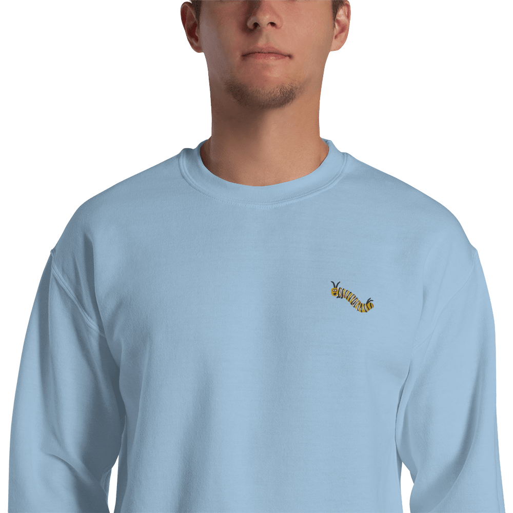 Monarch Caterpillar Embroidered Sweatshirt | Baby Blue